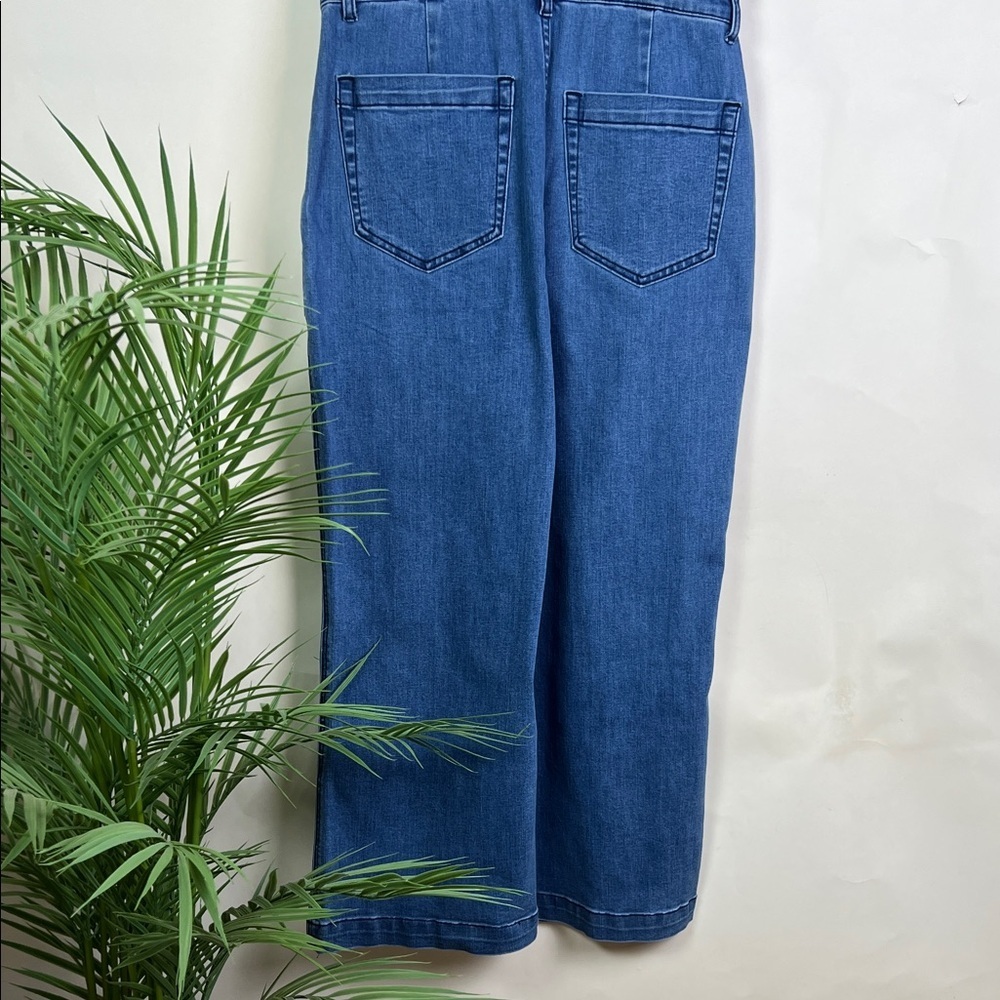Denim Blue Jumpsuit Cropped Short Sleeve 10 - Picture 7 of 11